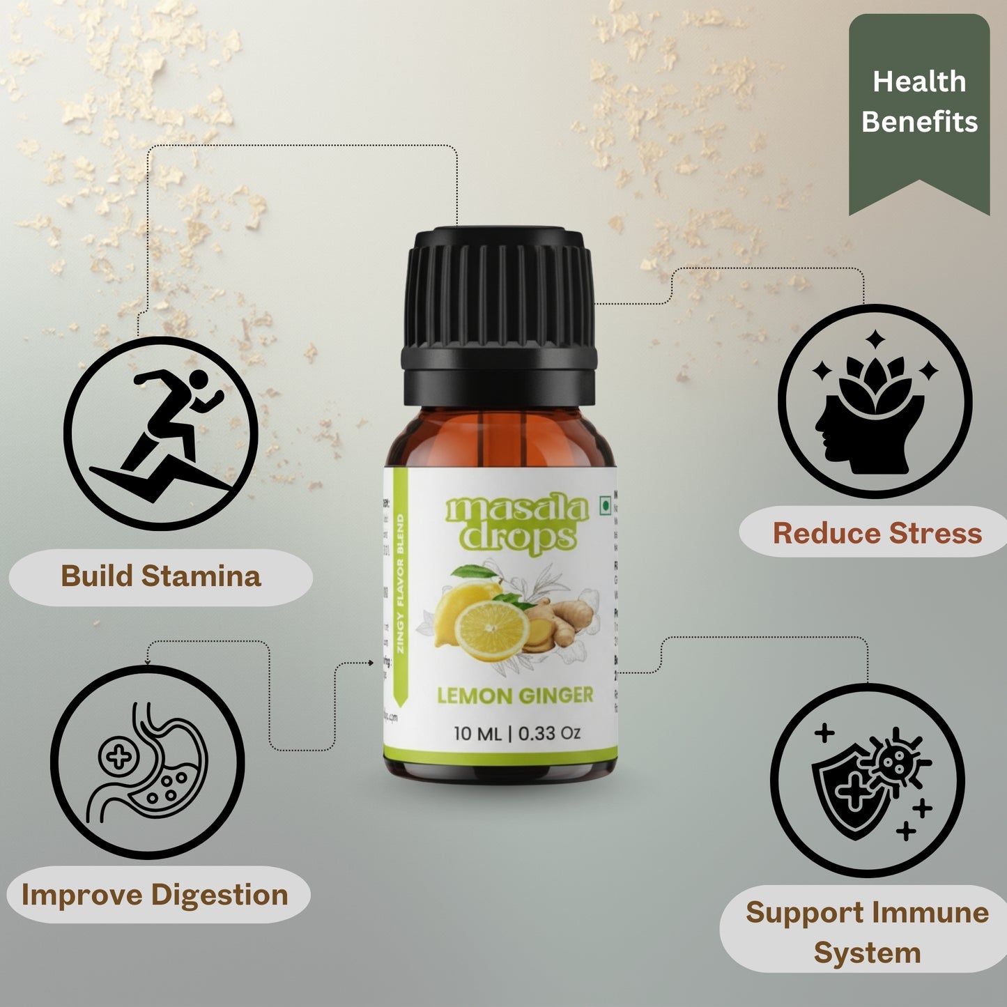 Masala Drops Lemon Ginger 10ml – Natural Immunity Booster & Digestive Aid
